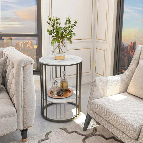 2-Tier Round Shape Modern Designer End Side Table - Decor Mantra 
