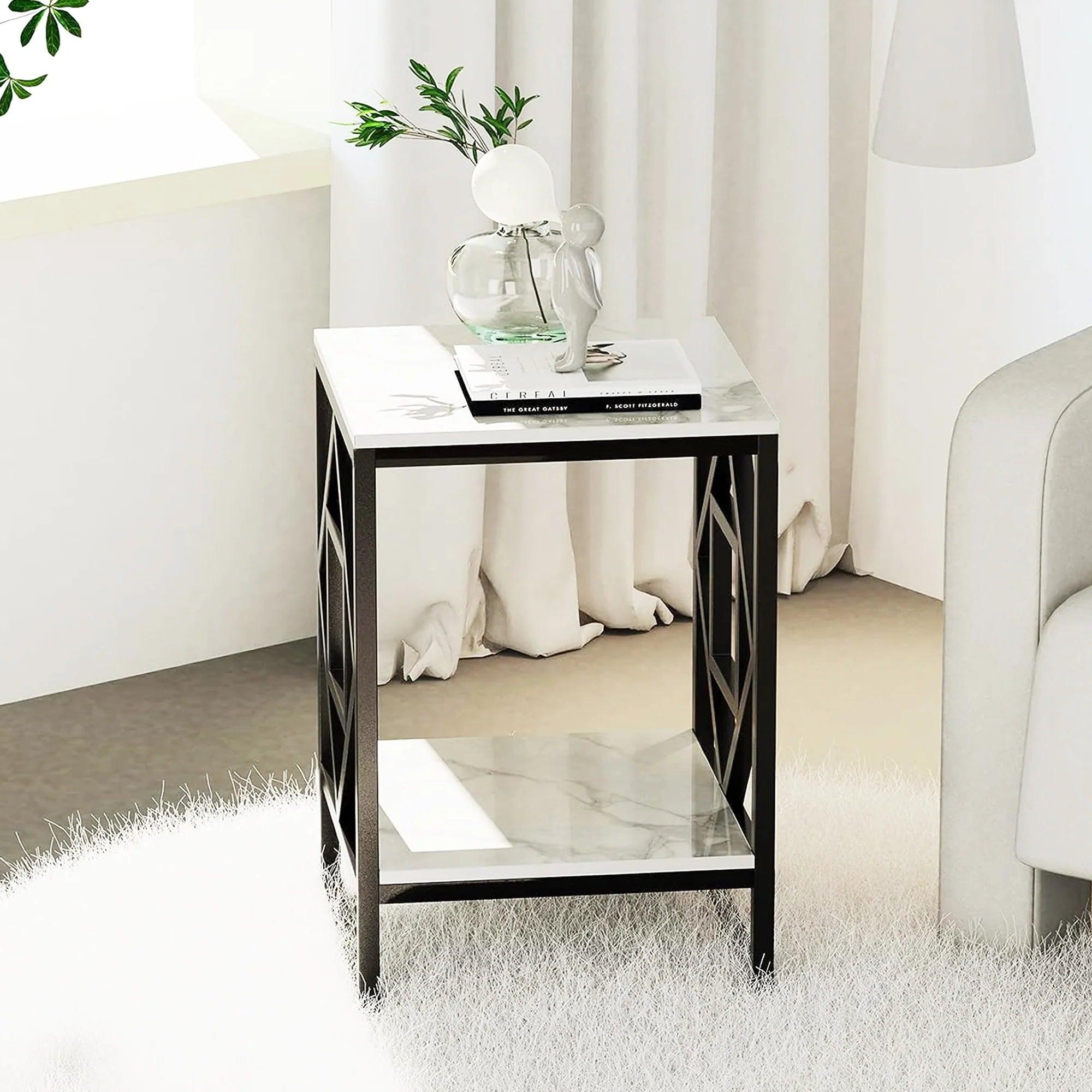 2-Tier Square Shape Modern Designer End Side Table - Decor Mantra 