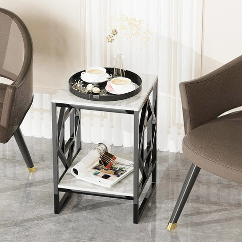 2-Tier Square Shape Modern Designer End Side Table - Decor Mantra 