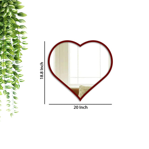Modern Atractive Heart Shape Mirror with Red Finish Frame - Decor Mantra 