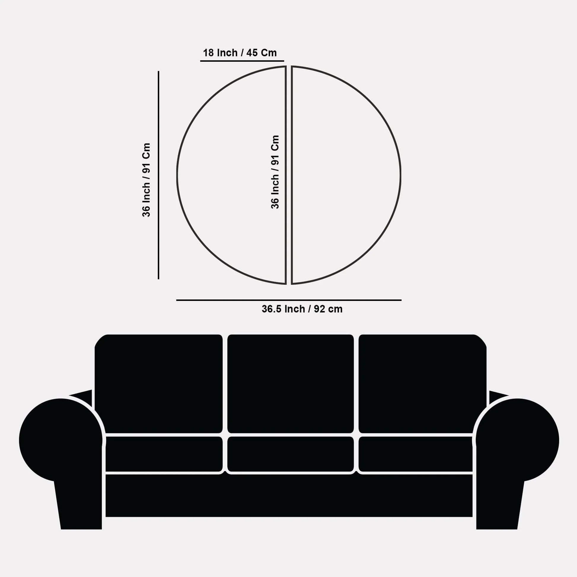 3D Abstract Golden Line Art Semi Circle Frames Set Of 2