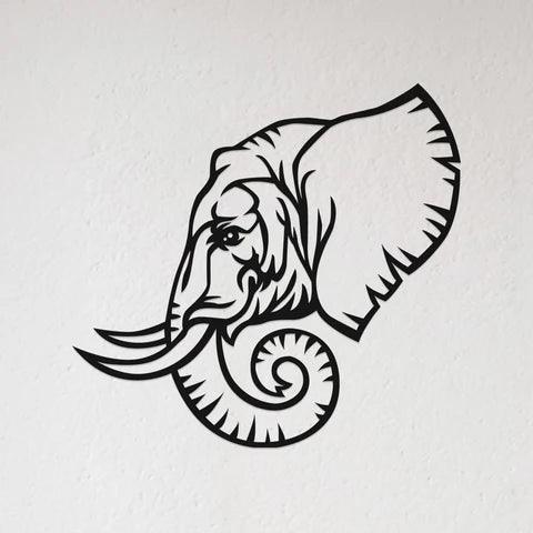 3D Look Elephant Face Metal Wall Art - Decor Mantra 