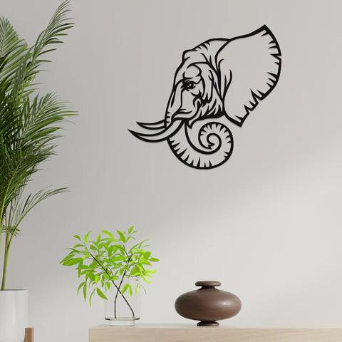 3D Look Elephant Face Metal Wall Art - Decor Mantra 