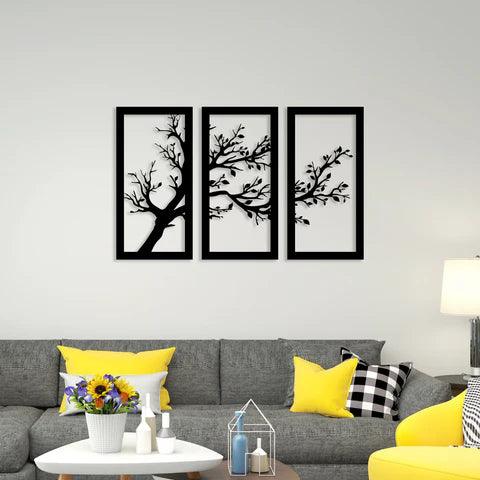 3 Piece Dried Tree Metal Wall Art - Decor Mantra 