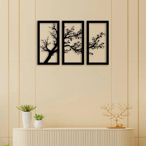 3 Piece Dried Tree Metal Wall Art - Decor Mantra 