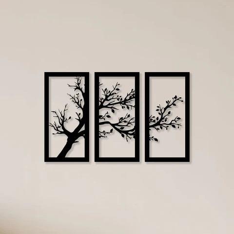 3 Piece Dried Tree Metal Wall Art - Decor Mantra 