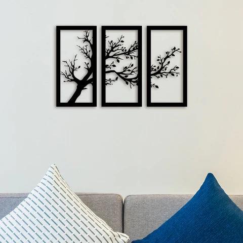 3 Piece Dried Tree Metal Wall Art - Decor Mantra 