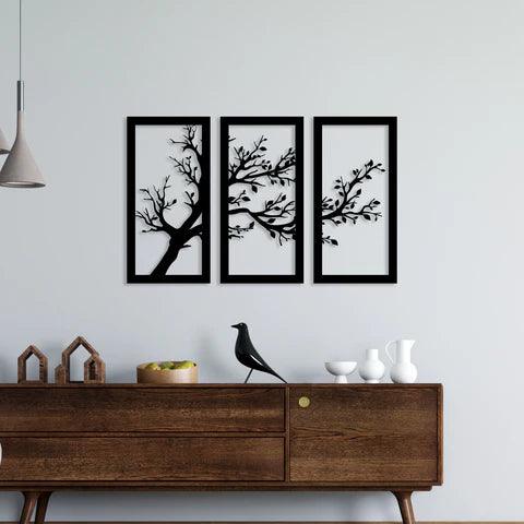 3 Piece Dried Tree Metal Wall Art - Decor Mantra 