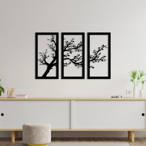 3 Piece Dried Tree Metal Wall Art - Decor Mantra 