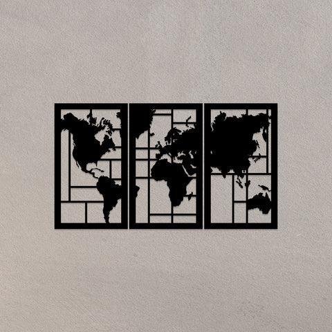 3 Piece Map Metal Wall Art - Decor Mantra 