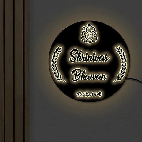 Round Light Name Plate - Decor Mantra 