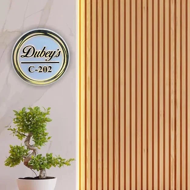 Round Light Name Plate - Decor Mantra 