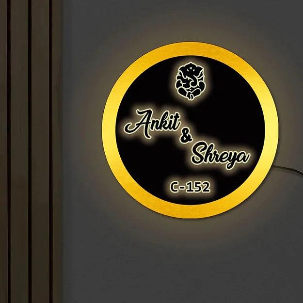 Round Light Name Plate - Decor Mantra 