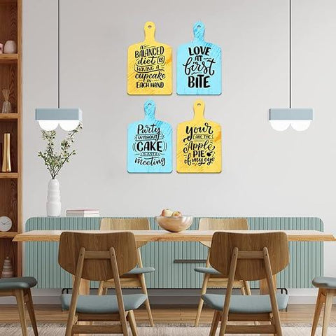 Cooking Quotes Designer Wooden Wall Hanging for Home Decor | Gifts | Wall Decoration Items for Kitchen | Decorative Items for Home | Artworks Wall Hangings(WH_5608N) Set of 4 - Decor Mantra 