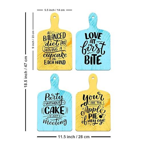 Cooking Quotes Designer Wooden Wall Hanging for Home Decor | Gifts | Wall Decoration Items for Kitchen | Decorative Items for Home | Artworks Wall Hangings(WH_5608N) Set of 4 - Decor Mantra 