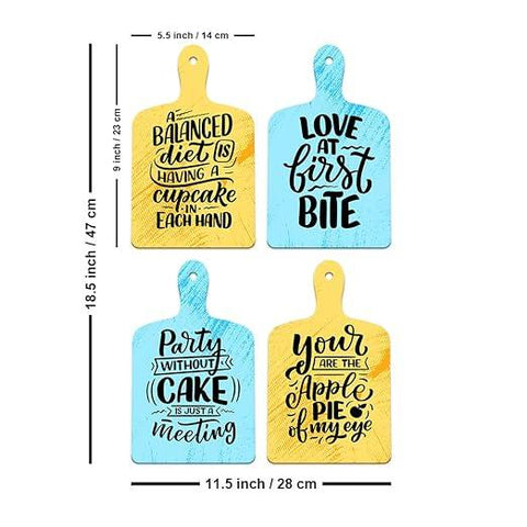 Cooking Quotes Designer Wooden Wall Hanging for Home Decor | Gifts | Wall Decoration Items for Kitchen | Decorative Items for Home | Artworks Wall Hangings(WH_5608N) Set of 4 - Decor Mantra 