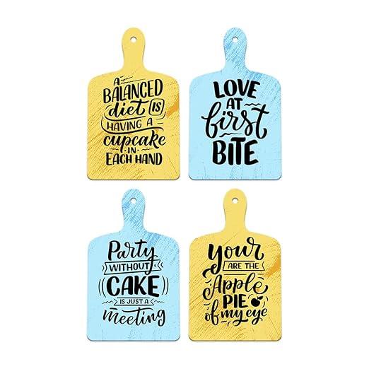 Cooking Quotes Designer Wooden Wall Hanging for Home Decor | Gifts | Wall Decoration Items for Kitchen | Decorative Items for Home | Artworks Wall Hangings(WH_5608N) Set of 4 - Decor Mantra 