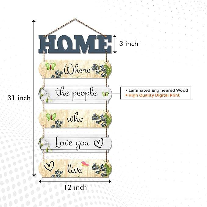 Home Quote Decorative Wall Art MDF Wooden Hanger for Livingroom, Bedroom | Gifts | Hangings Decoration | Modern Decor Items | Artworks Piece (WH_6607N), Set of 6 - Decor Mantra 