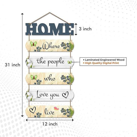 Home Quote Decorative Wall Art MDF Wooden Hanger for Livingroom, Bedroom | Gifts | Hangings Decoration | Modern Decor Items | Artworks Piece (WH_6607N), Set of 6 - Decor Mantra 