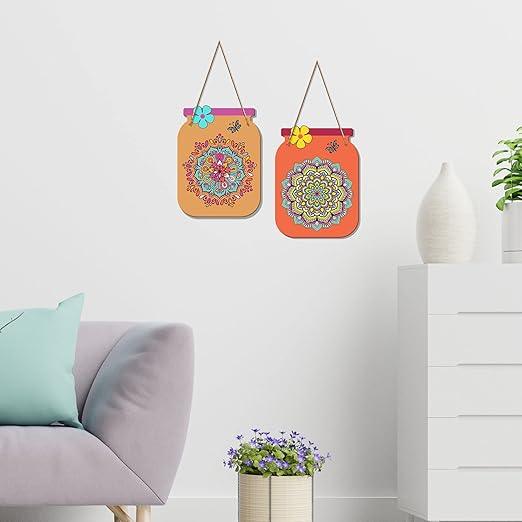Mandala Pattern Decorative Wall Art MDF Wooden Wall Hanger for Living Room | Bedroom | Office | Gift | Wall Hanging For Home Decoration | Home Decor Items (WH_6808N), Set of 2 - Decor Mantra 