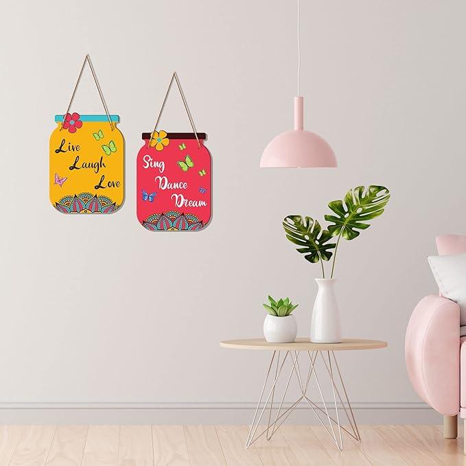 Motivational Quotes Decorative Wall Art Wooden Wall Hanging for Living Room | Bedroom | Office | Gifts | MDF Wood Wall Hanger Ornaments for Home Decor Items (WH_6806N), Set of 2 - Decor Mantra 