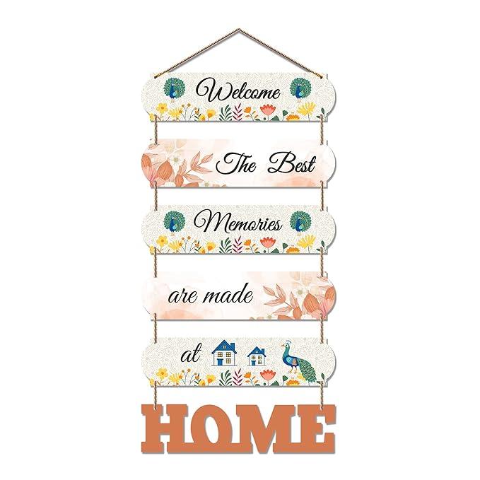 Home Quote Decorative Wall Art MDF Wooden Hanger for Living Room | Bedroom | Gifts | Wood Hangers Decoration | Modern Decor Items | Artworks Hangings (WH_6610N), Set of 6 - Decor Mantra 