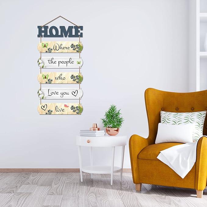 Home Quote Decorative Wall Art MDF Wooden Hanger for Livingroom, Bedroom | Gifts | Hangings Decoration | Modern Decor Items | Artworks Piece (WH_6607N), Set of 6 - Decor Mantra 