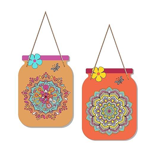 Mandala Pattern Decorative Wall Art MDF Wooden Wall Hanger for Living Room | Bedroom | Office | Gift | Wall Hanging For Home Decoration | Home Decor Items (WH_6808N), Set of 2 - Decor Mantra 