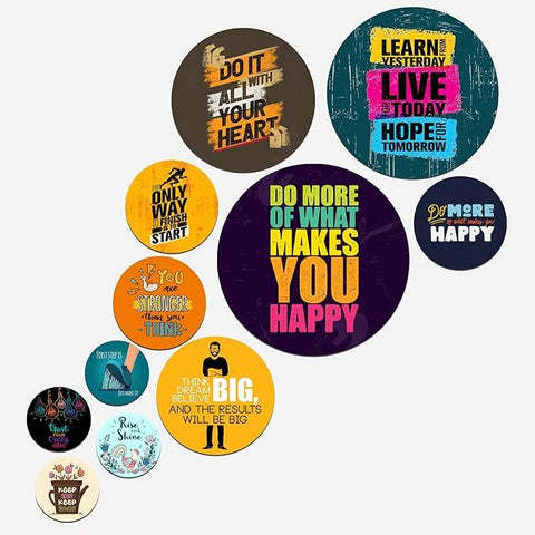 Designer Wooden Wall Hanger for Home Decoration | Office | Gift | Wall Decor Hanging Items | Wall Art | Living Room | Bedroom | Wood Decorative Items (WPS_111N), Pack of 11 Pieces - Decor Mantra 