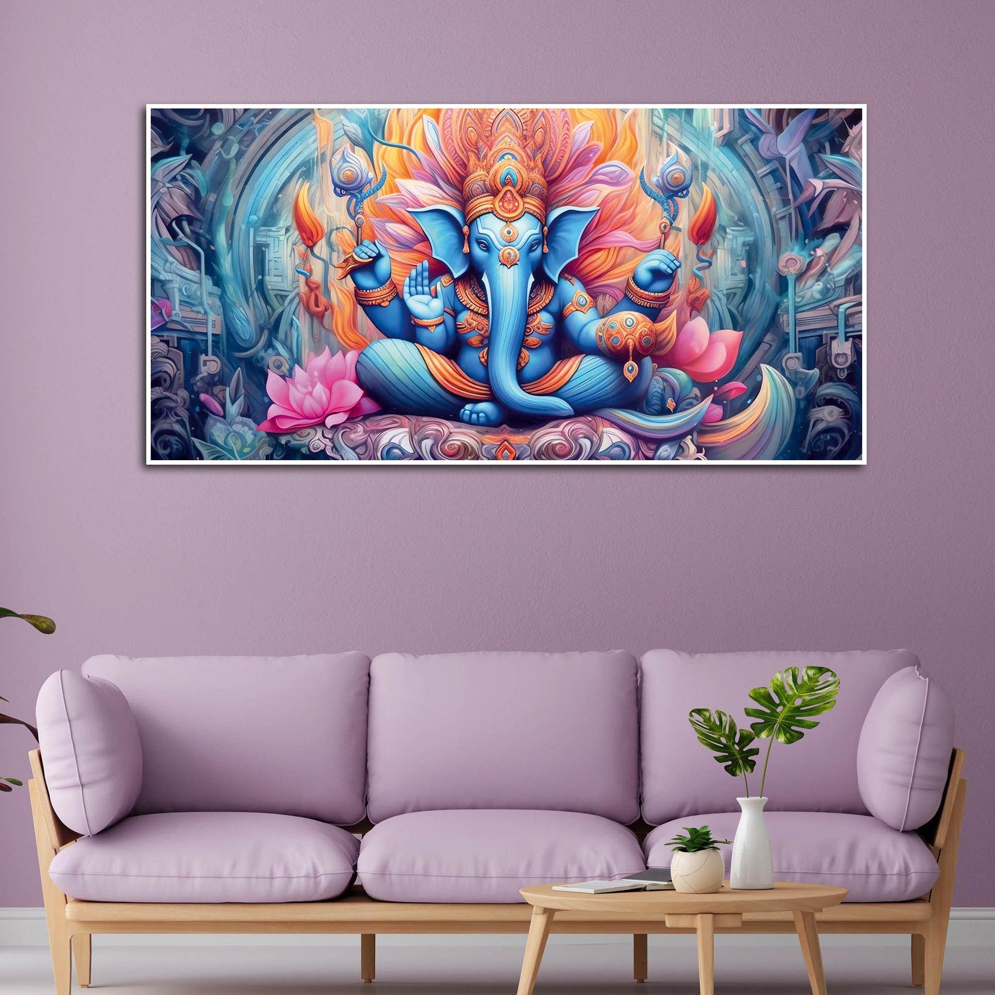 Lord Ganesh Decoative Artistic Canvas Wall Painiting - Decor Mantra 
