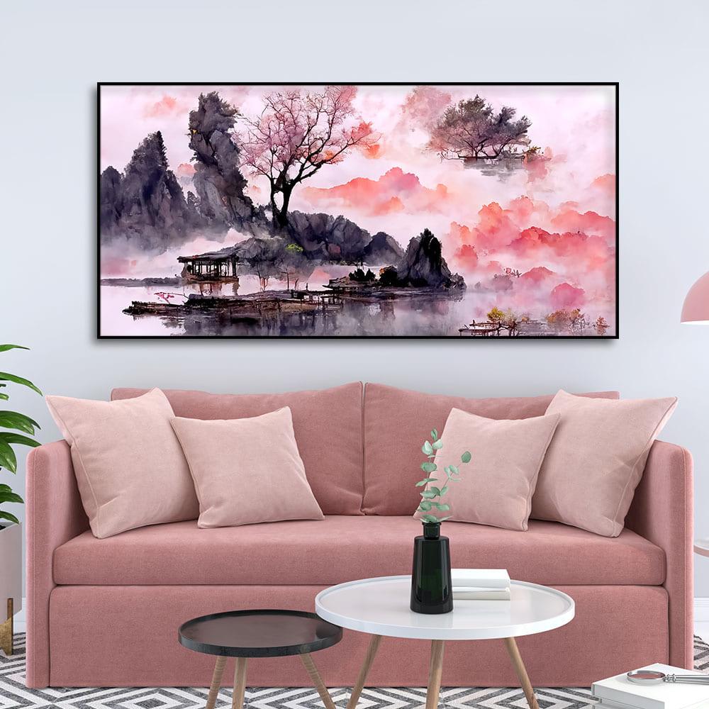 Beautiful Lake View Watercolor Art Canvas Wall Painting - Decor Mantra 