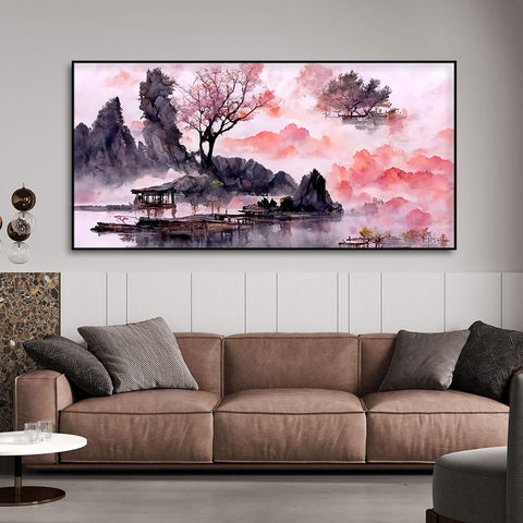Beautiful Lake View Watercolor Art Canvas Wall Painting - Decor Mantra 