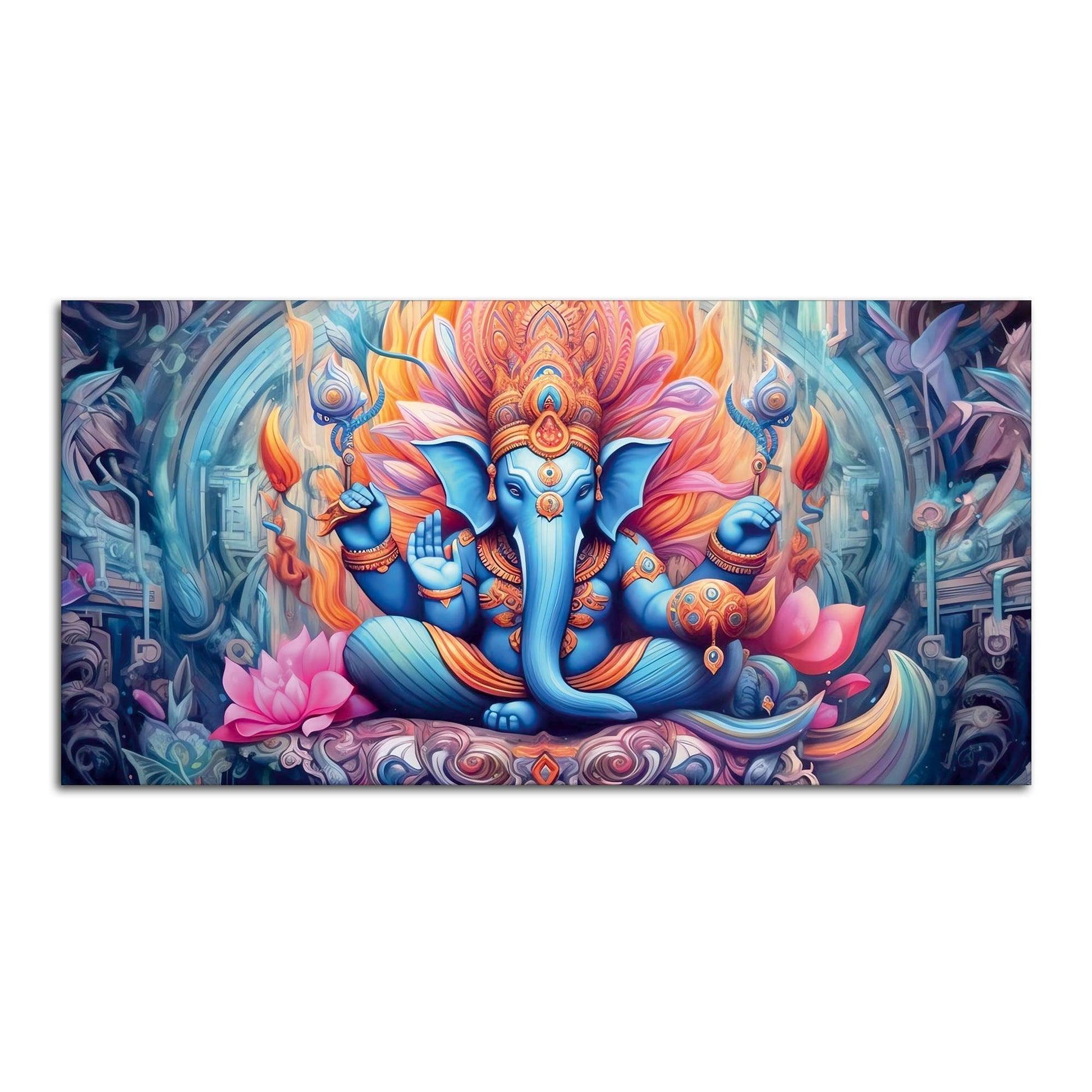 Lord Ganesh Decoative Artistic Canvas Wall Painiting - Decor Mantra 