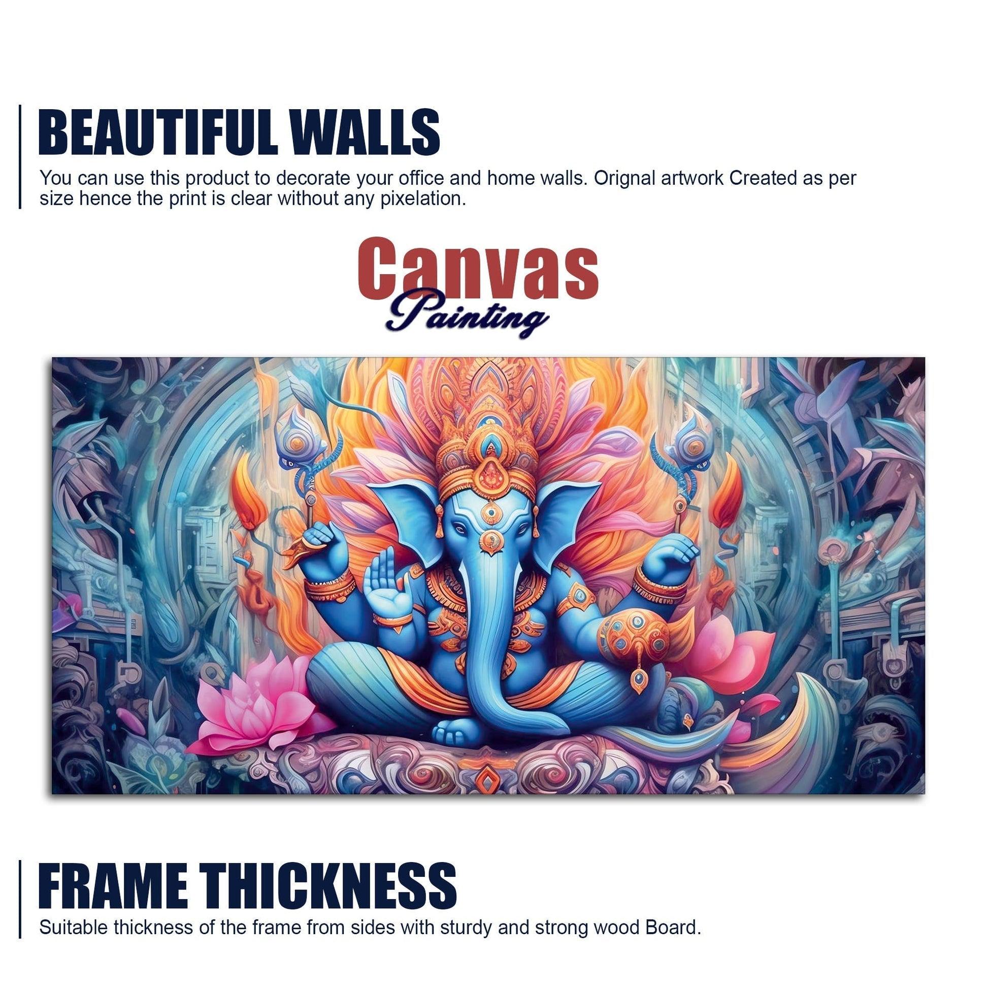 Lord Ganesh Decoative Artistic Canvas Wall Painiting - Decor Mantra 