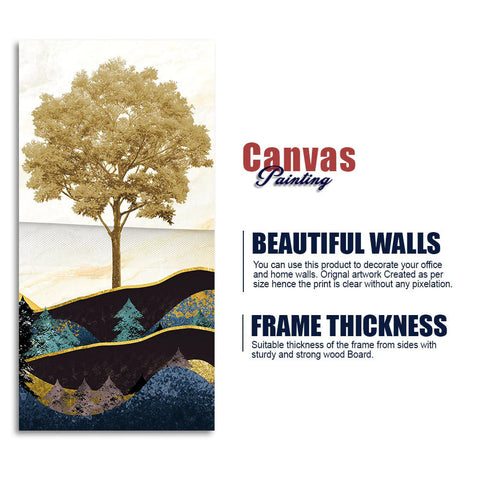 Abstract Golden Tree Premium Canvas Wall Painting