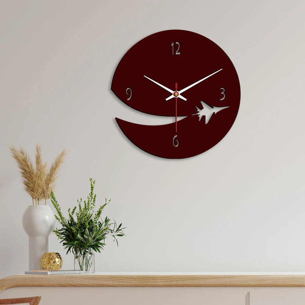 Airplane Shape Designer Wooden Wall Clock - Decor Mantra 