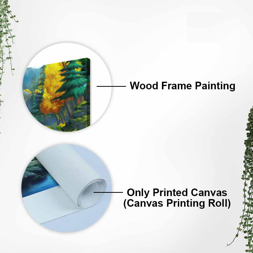 A Beautiful Waterfall In Forest Premium Wall Painting - Decor Mantra 
