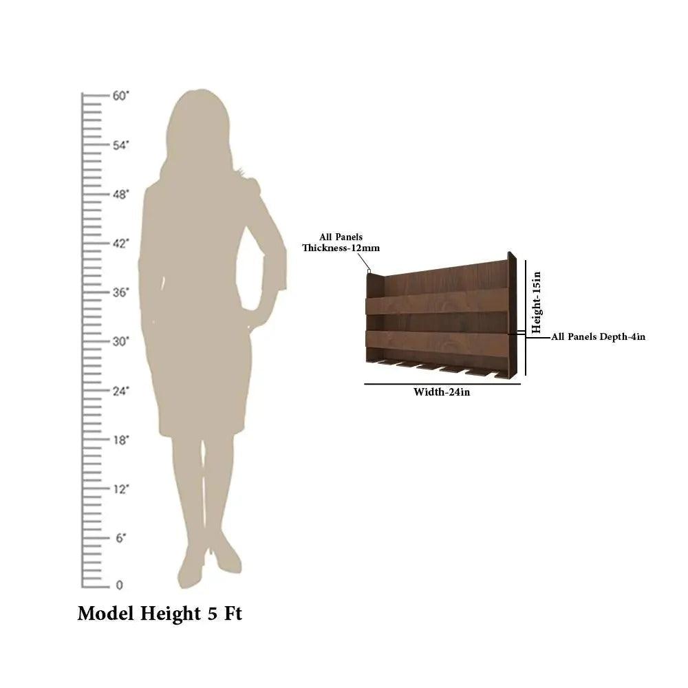 Sturdy Designer Backlit MDF Bar Wall Shelf / Mini Bar Shelf in Walnut Finish - Decor Mantra 