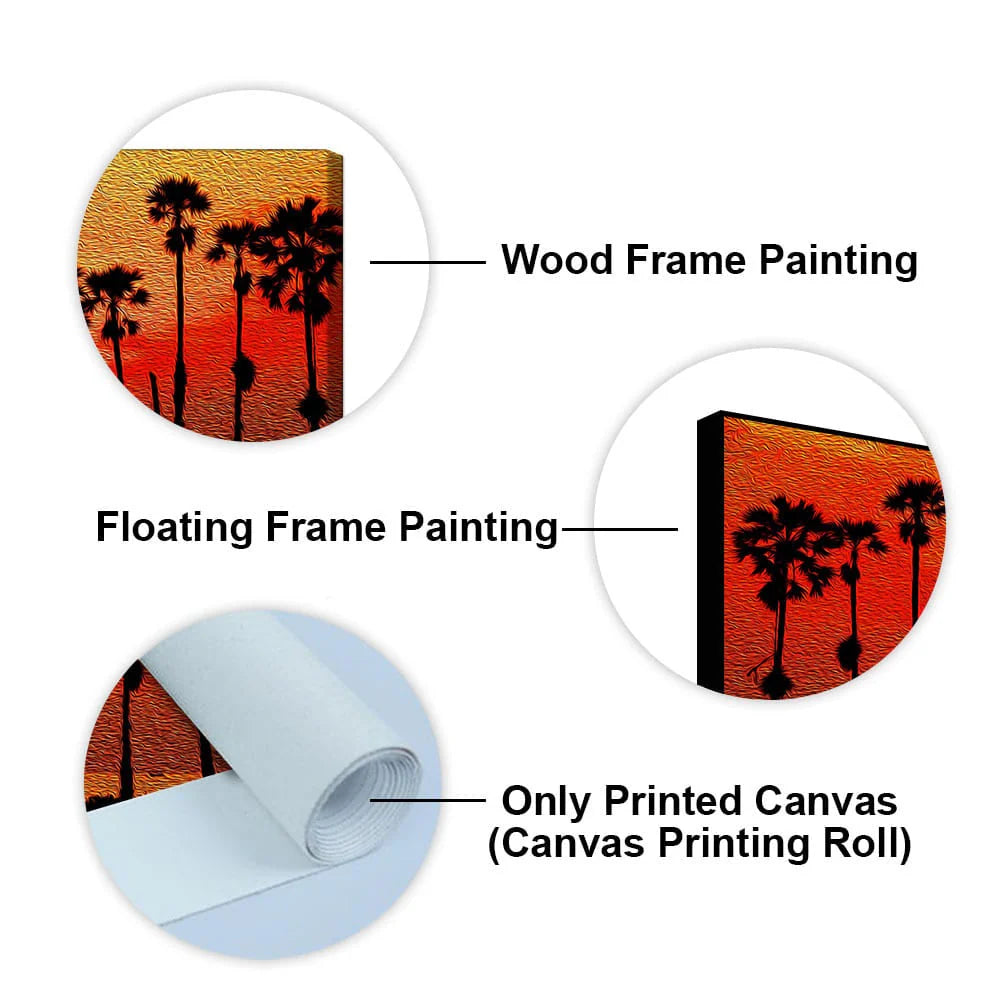 Beautiful Palm Tree on Sunset Canvas Wall Painting