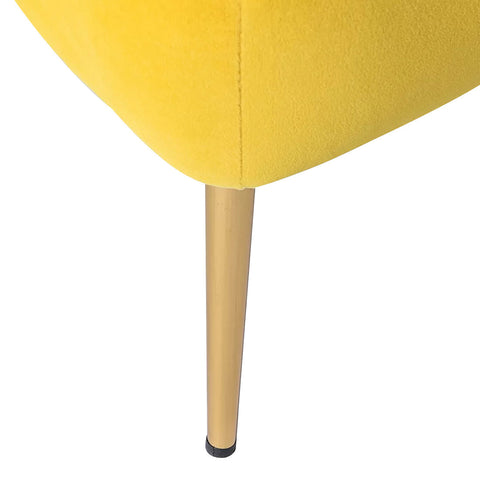 Classic Style Curved Back Yellow Velvet Accent Chair