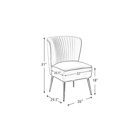 Classic Style Curved Back Yellow Velvet Accent Chair