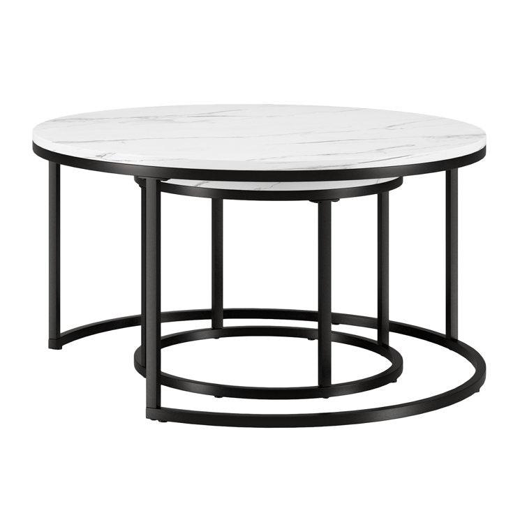 Premium Metallic Nesting Center Nesting Coffee Table Set of 2 - Decor Mantra 