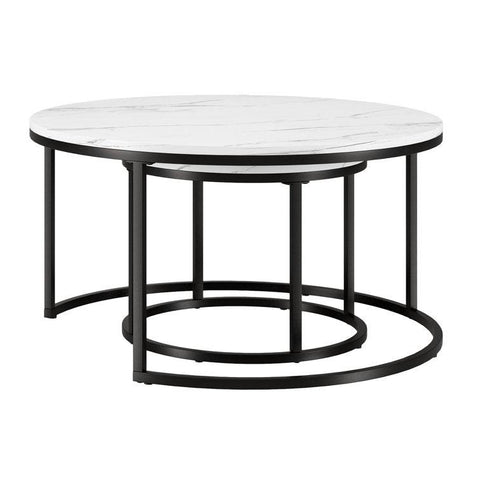 Premium Metallic Nesting Center Nesting Coffee Table Set of 2 - Decor Mantra 