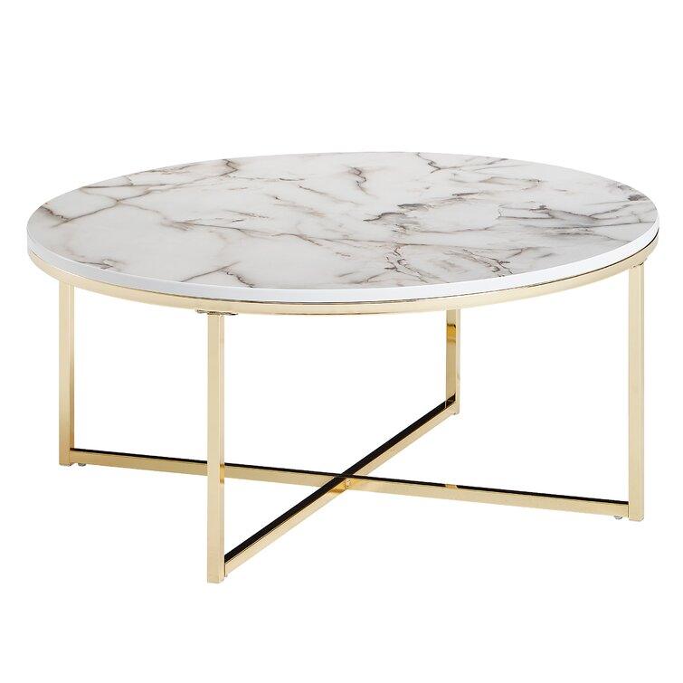 Round White Marble Coffee Tables with Sturdy Iron Stands - Decor Mantra 