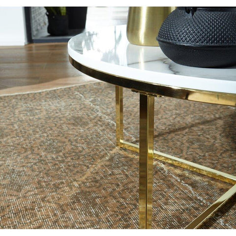 Round White Marble Coffee Tables with Sturdy Iron Stands - Decor Mantra 