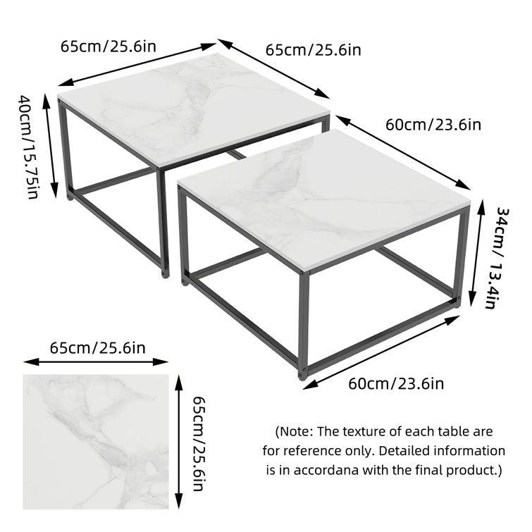 Set of 2 Tethered Metallic Square Tables - Decor Mantra 
