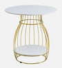 Gold-Accented Miko Coffee Table in White