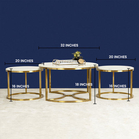 Opulent Tranquility Gold Coffee Table Set of 3