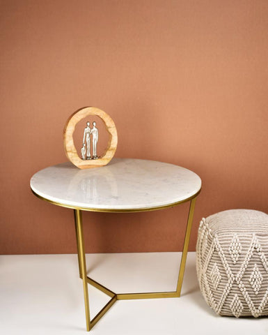 Round Coffee Table with Gold and White Finish - Decor Mantra 