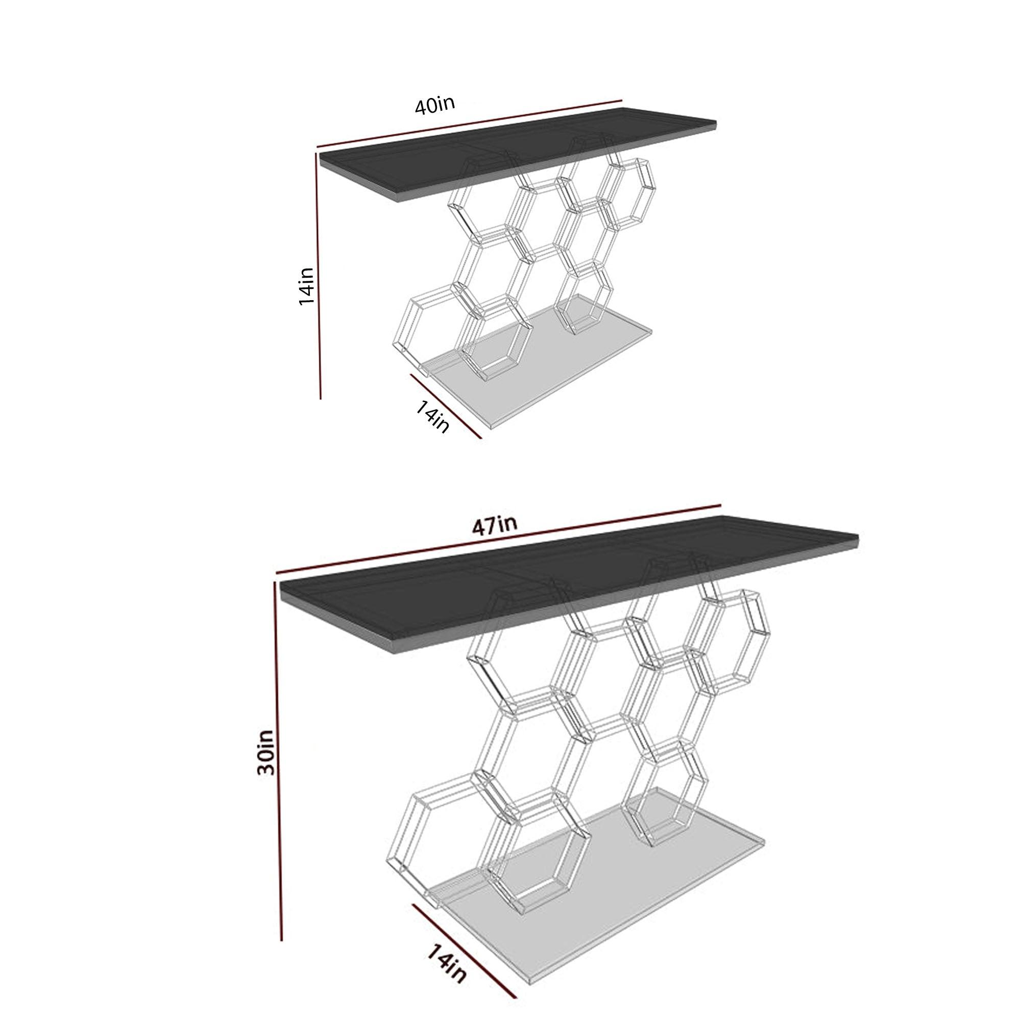 Honeycomb Motif Golden Metal Finish Console Table - Decor Mantra 
